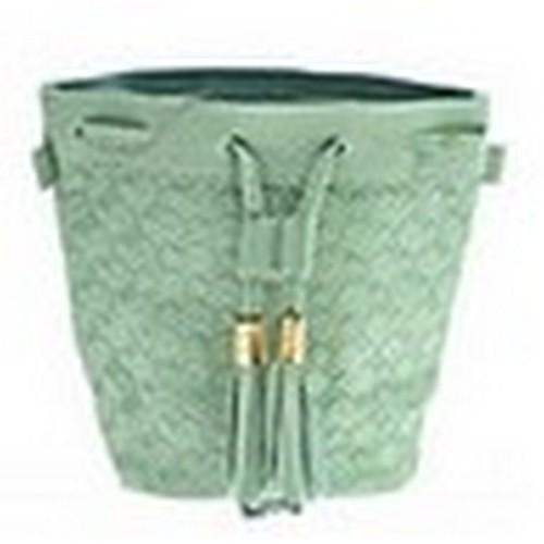 RBG-0305R5 Texture Leather Tassel Detail Crossbody Bag Green