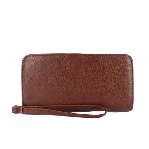 5678 CF Double Zippers Leather Wallet Coffee