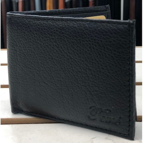 Genuine Leather Bi-Fold Wallet Black