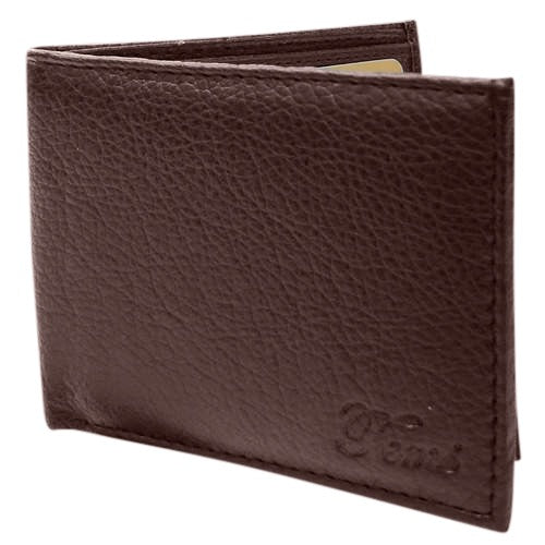 Genuine Leather Bi-Fold Wallet Brown
