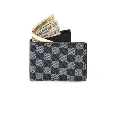 Monogram Print Print Bi-Fold Wallet Grey