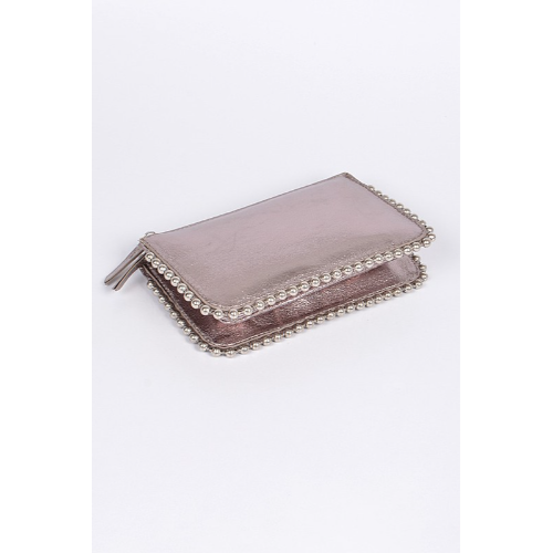 Silver Bead 3-Compartment Clutch Side Bag Hematite