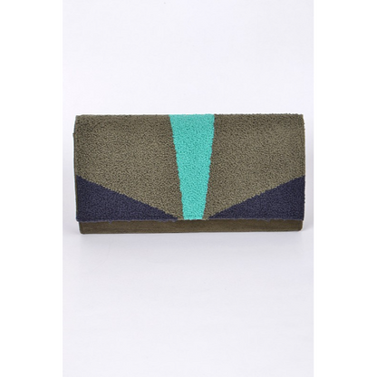 PPC5798 Beaded Tri Colour Clutch Olive