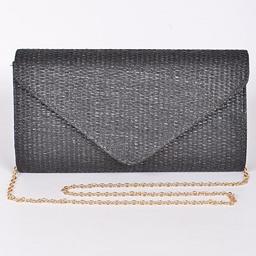PPC5483 Textured Envelope Clutch Side Bag Black