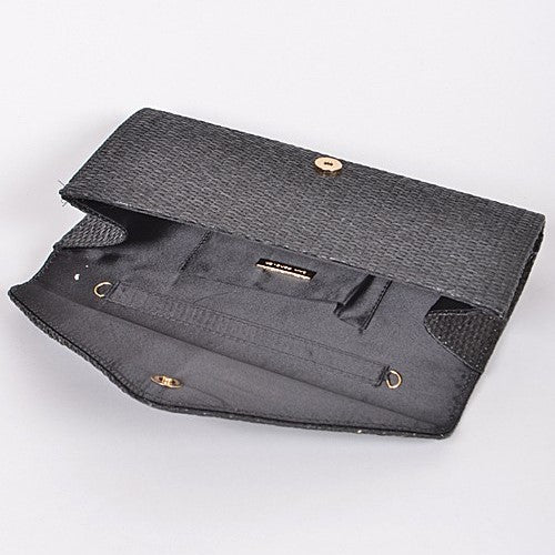 Textured Envelope Clutch Side Bag Black