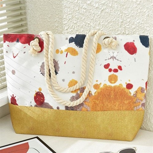 B2831 Ink Splash Beach Bag Mustard