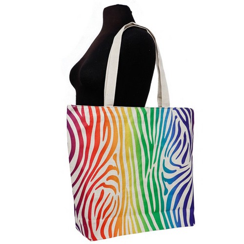 Rainbow Zebra Beach Bag
