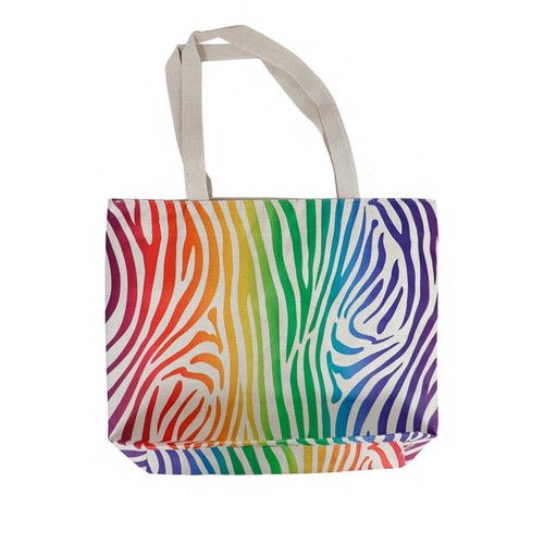 Tote-355 Rainbow Zebra Beach Bag