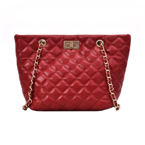 Quilted Chain Strap Handbag Red