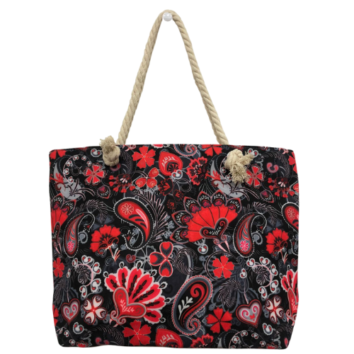 1874 Paisley Canvas Beach Bag Red