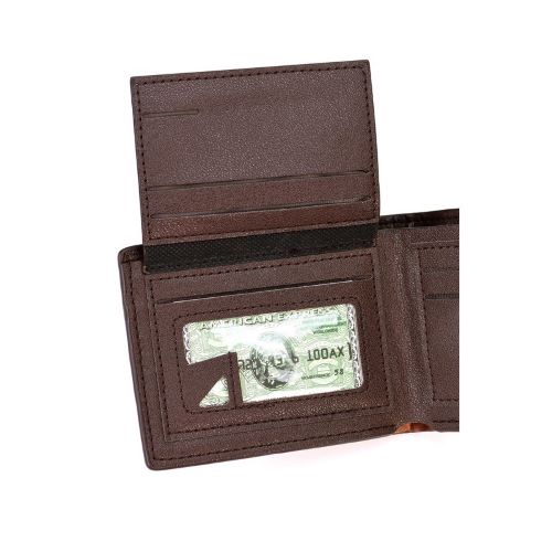 Bi-Fold Wallet Red & Green Stripe Brown