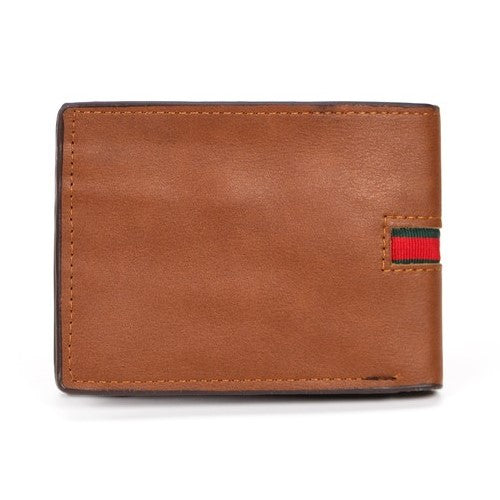 Bi-Fold Wallet Red & Green Stripe Brown