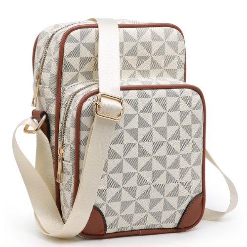 Monogram Front Pocket Side Bag White/Brown