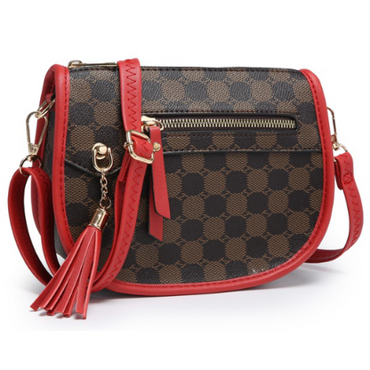 Monogram Saddle Clutch Side Bag Brown/Red