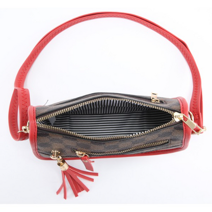 Monogram Saddle Clutch Side Bag Brown/Red