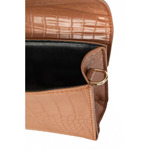 Croc Gold Buckle Clutch Light Brown