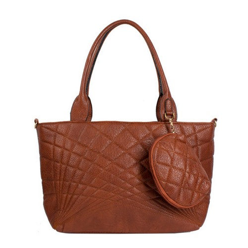 Pattern 2pc Handbag Set Light Brown