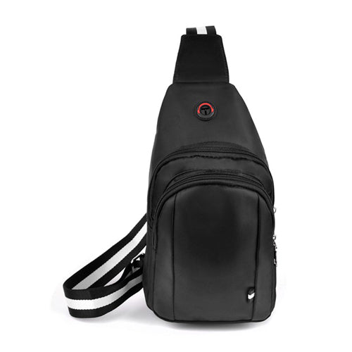 V Crossbody Sling Side Bag Back Pack Leather Black