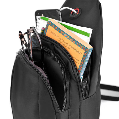 Contrast Strap Crossbody Sling Side Bag Back Pack Black