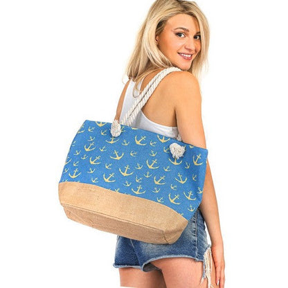 Anchor Burlap Bach Bag Turquoise