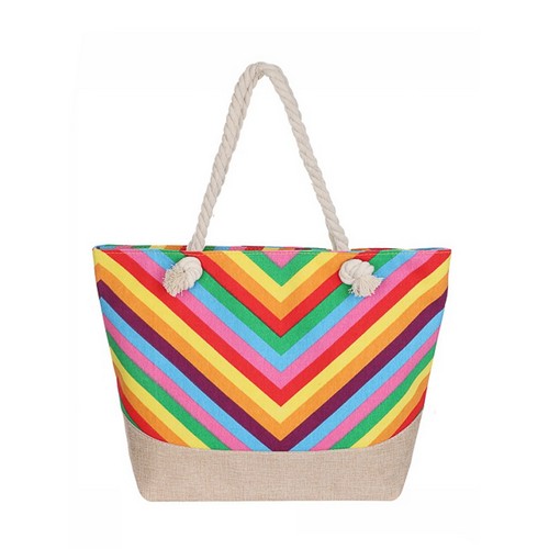 Tote-327 Chevron Beach Bag Rainbow