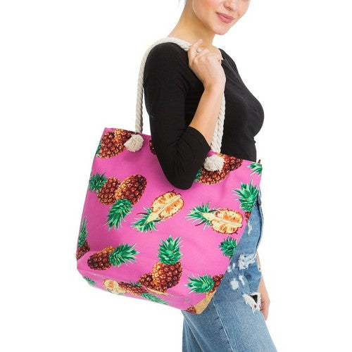 Pineapple Beach Bag Hot Pink