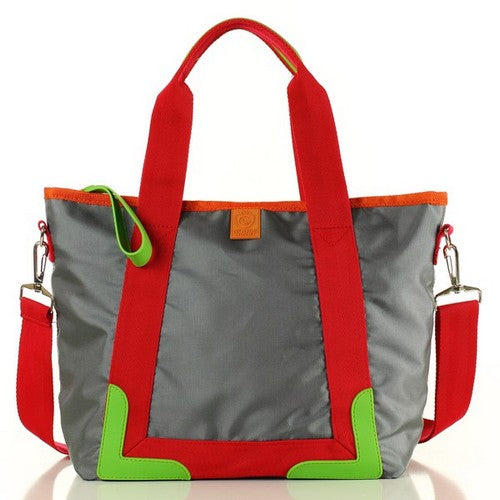 Luxury Nylon Colour Block Tote Grey