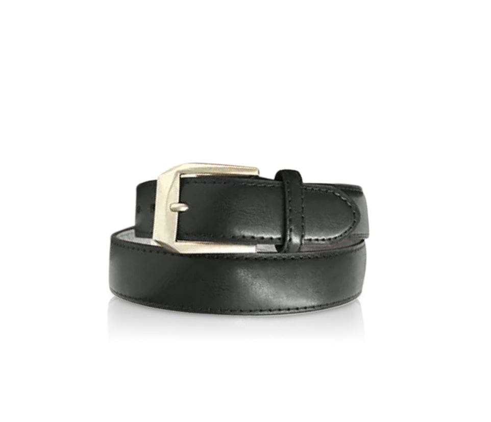 Mens Leather Chisel Buckle Belt Black