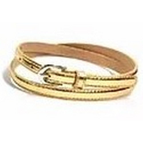 Ladies Thin Patent Belt Gold