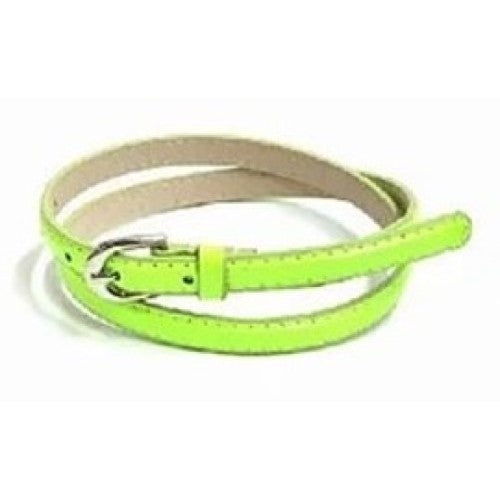 Ladies Thin Patent Belt Neon Green