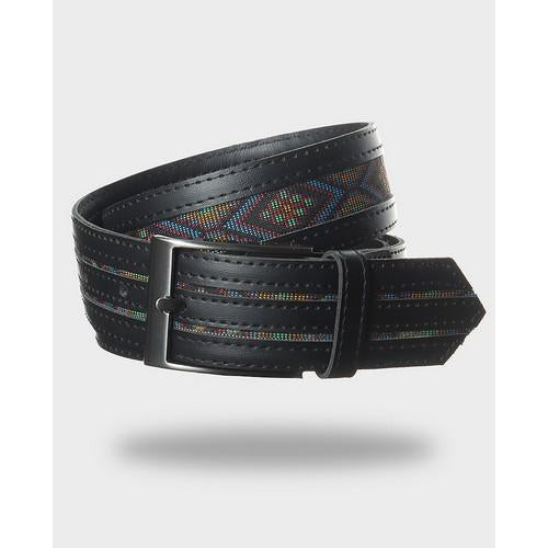 Pin Buckle Canvas Faux Leather Belt Black