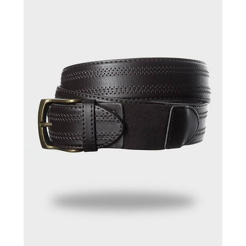 Pin Buckle Stitch Detail Faux Leather Belt Brown