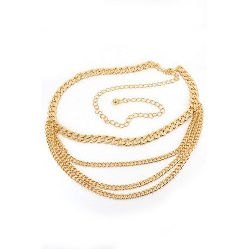 BTS-573 Triple Drape Chain Belt Gold