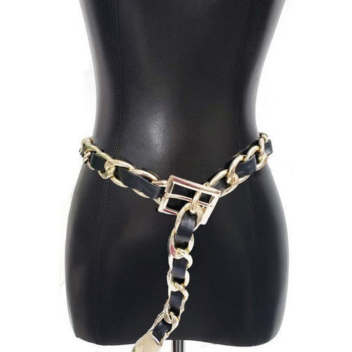 CB-84212L Leather Chain Belt Gold