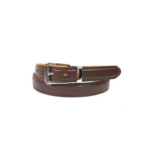 Silver Loop Dress Belt Brown