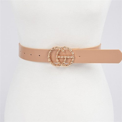 BR-PB8179 CG Twisted Buckle Belt Beige