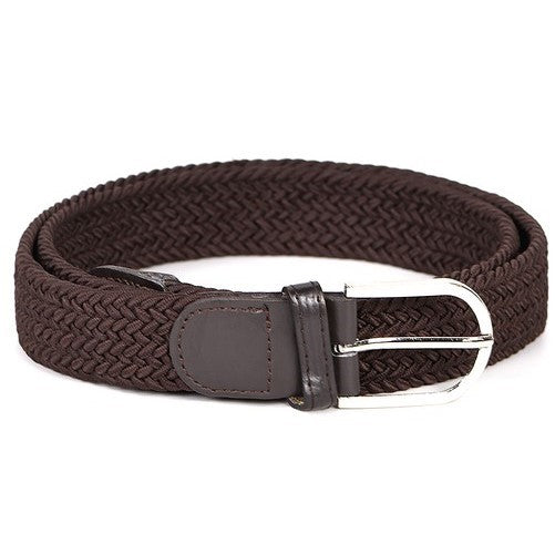 Braided Canvas Stretchy Belt Brown