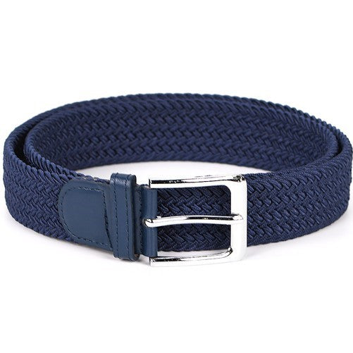 Braided Canvas Stretchy Belt Navy