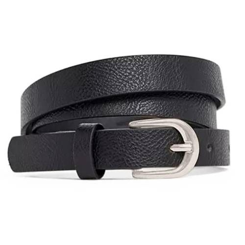 Thin Belt Black with Silver Buckle