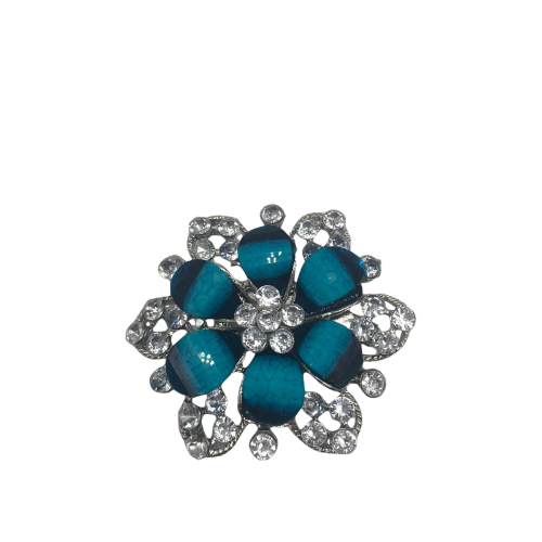 2 Toned Flower Brooch Blue