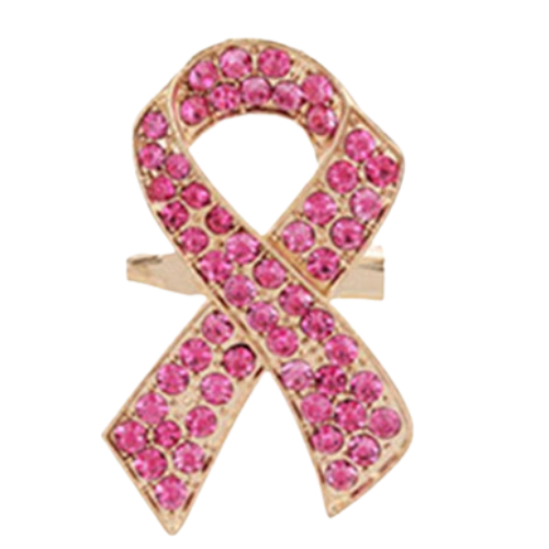 Breast Cancer Awareness Ribbon Brooch Gold
