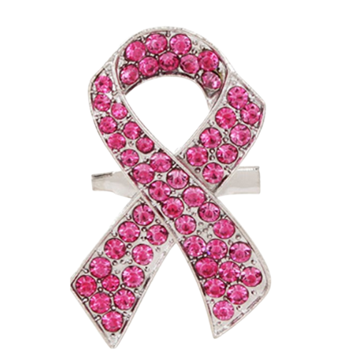 Breast Cancer Awareness Ribbon Brooch Silver