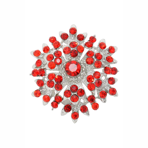 Crystal Snowflake Pin Brooch Red