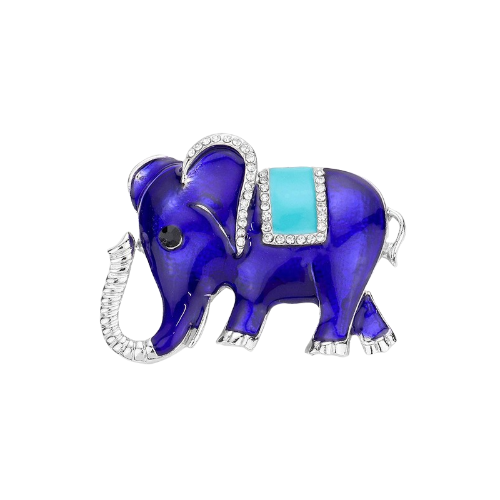 Enamel Elephant Pin Brooch Blue