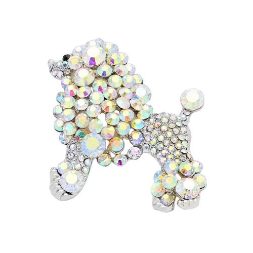 Pearl Poodle Dog Pin Brooch