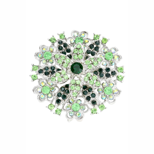 Crystal Bouquet Pin Brooch Green