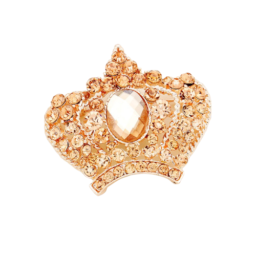 Pave Crystal Crown Pin Brooch Rose Gold