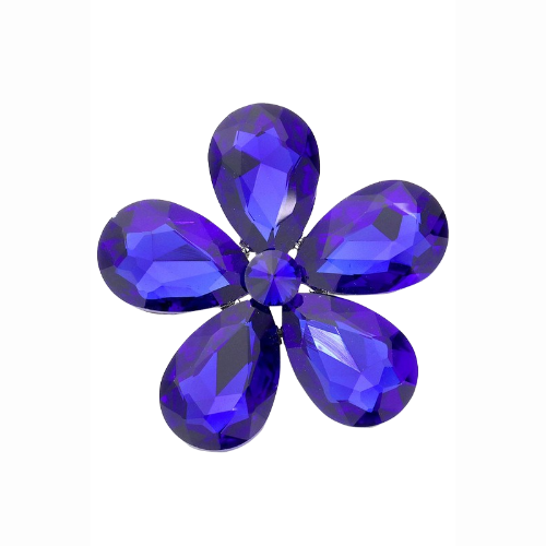 Teardrop Petal Flower Pin Brooch Royal Blue