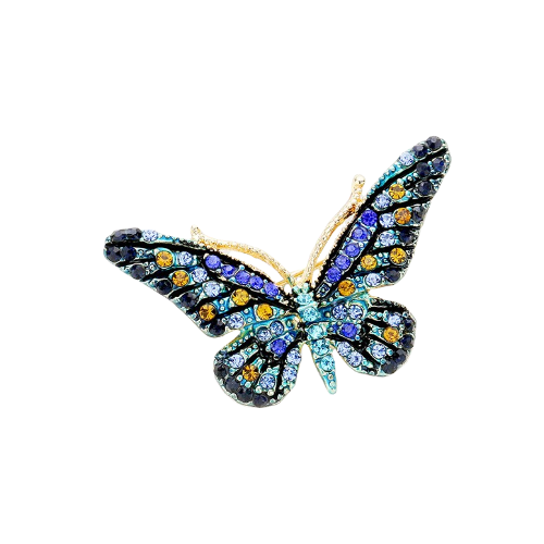 Crystal Butterfly Pin Brooch Blue