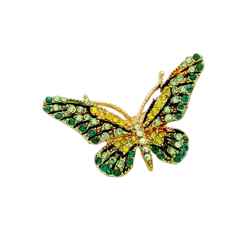 Crystal Butterfly Pin Brooch Green